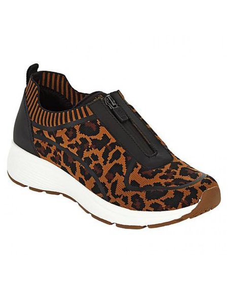

Casual Leopard Print Zipper Fly Woven Shoes, Athletic & Casual Shoes