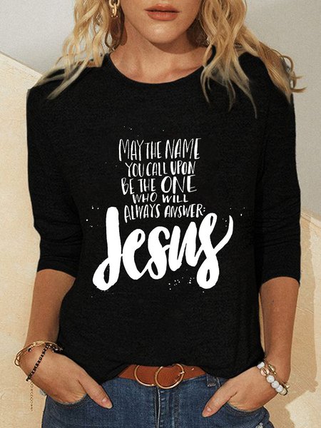 

Letter Loosen Casual T-shirt, Black, T-Shirts