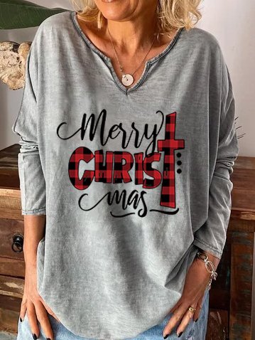 

Christmas Fun Printed Casual Shirts & Tops, Gray, Hoodies&Sweatshirts