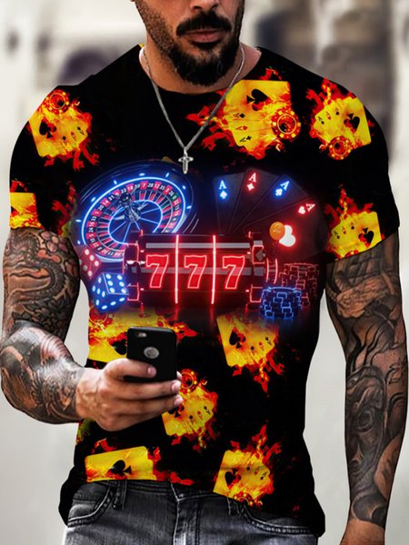 

Cotton Blends Short Sleeve Casual T-shirt, Color1, Men's t-shirts