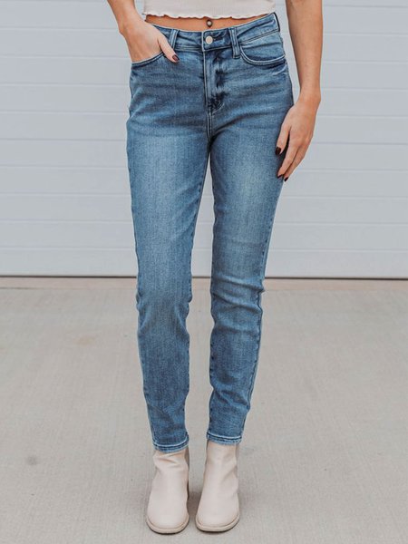

Denim Regular Fit Pants, Blue, Pants