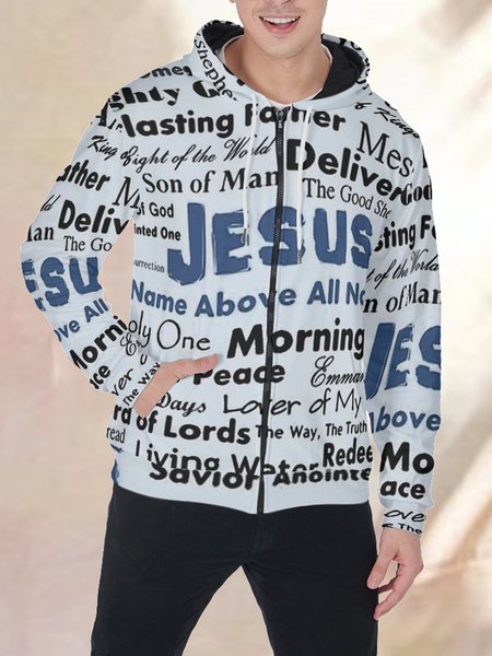 

Jesus Christ Casual Hooded Outerwear, As picture, Hoodies&Sweatshirts