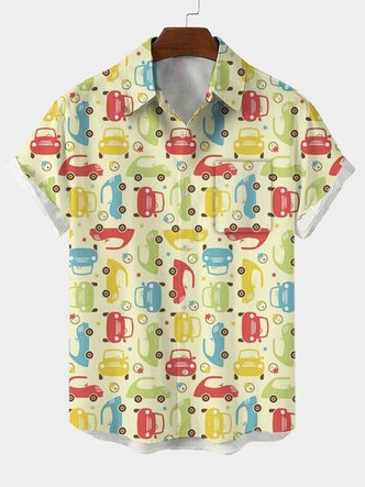 

Party Car Shirt Collar Shirts & Tops, Yellow, Men's Floral shirt