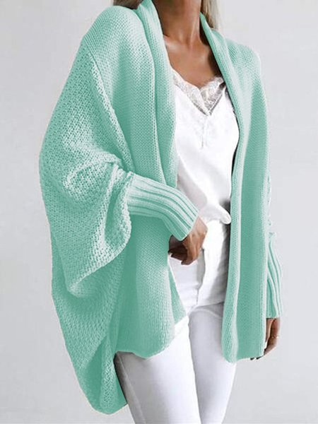 

Maniche Lunghe Collo ad anello Casuale Giubbotto, Verde, Cardigans