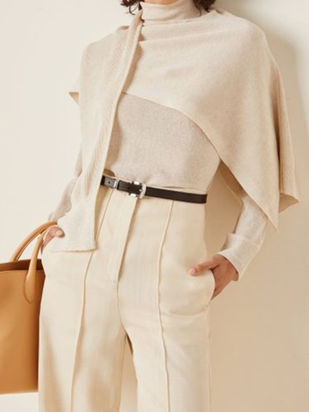 

Daily Long Sleeve Solid High Neck Regular Fit Sweater, As picture, Pullovers