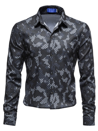 Shirt Collar Long Sleeve Casual Shirts & Tops, Black, Shirt