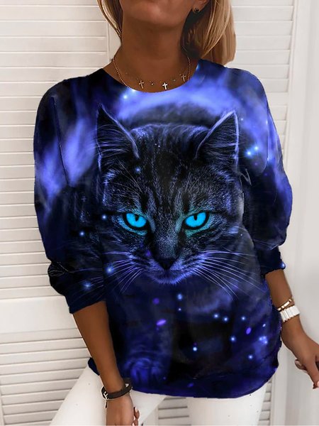 

Casual Crew Neck Sweatshirt, Blue, Hoodies & Sweatshirts