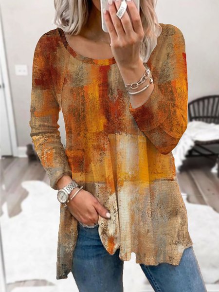 

Stampato Casuale Top, Giallo, T-Shirts