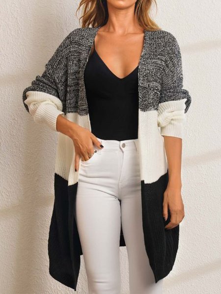 

Collarless Off Shoulder Outerwear, Gray, Cardigans
