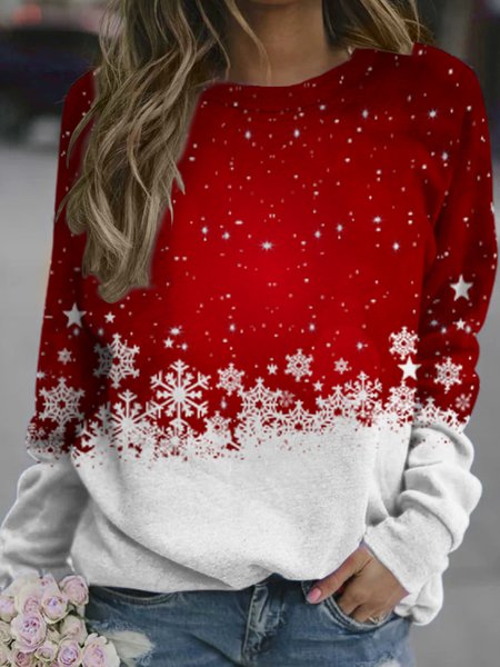 

Christmas Crew Neck Casual Loosen Sweatshirt, Red, Hoodies&Sweatshirts