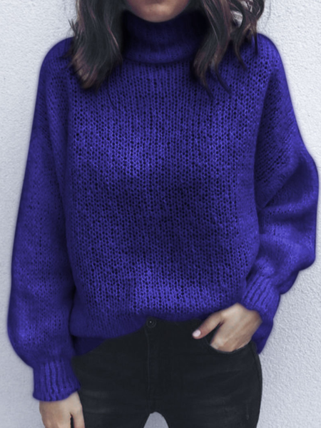 

Cotton Blends Vintage Plain Sweater, Blue, Knitwear & Sweaters