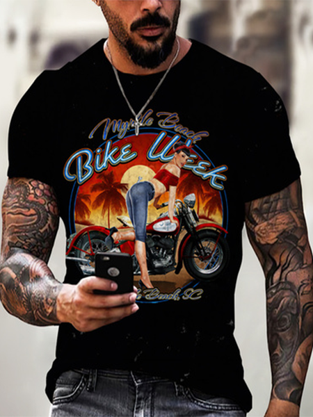 

Vintage Short Sleeve Motorcycle Shirts & Tops, As picture, Men's t-shirts