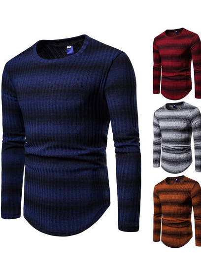 

Crew Neck Casual Cotton Sweater, Navyblue, Sweater