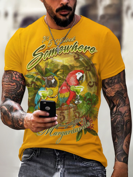 

Crew Neck Vacation T-Shirts, As picture, Men's t-shirts