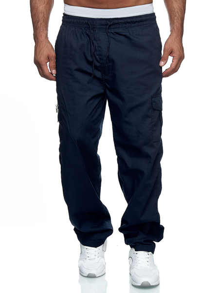 

Men's Multi-Pocket Loose Straight-Leg Pants, Navyblue, Pants
