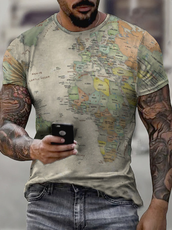 

Street Crew Neck T-shirt, As picture, T-shirt