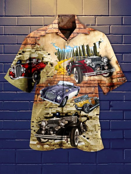 

Car Outdoor Shirt Collar Shirts & Tops, Brown, Men's Floral shirt
