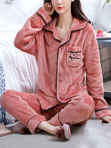 

Lapel Cotton Blends Suits, Pink, Suit Set