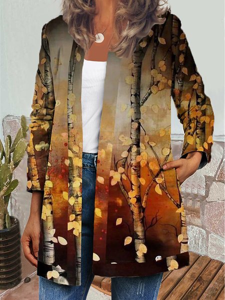 

Women's Daily Holiday Regular Coat Round Neck Open Front Regular Fit Casual Jacket, Multicolor, Jackets