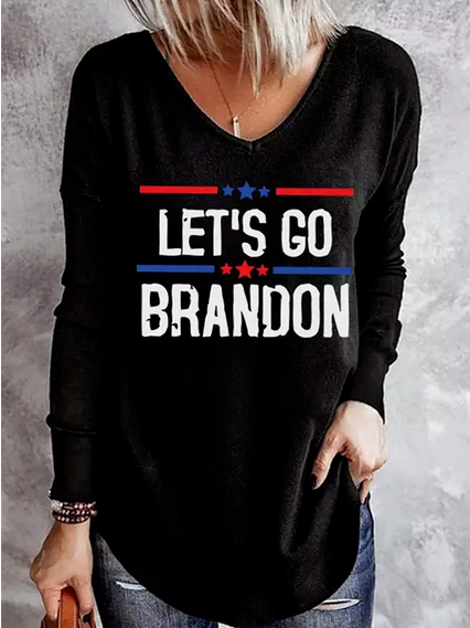 

V Neck Letter Shirts & Tops, Black, Tees & T-shirts