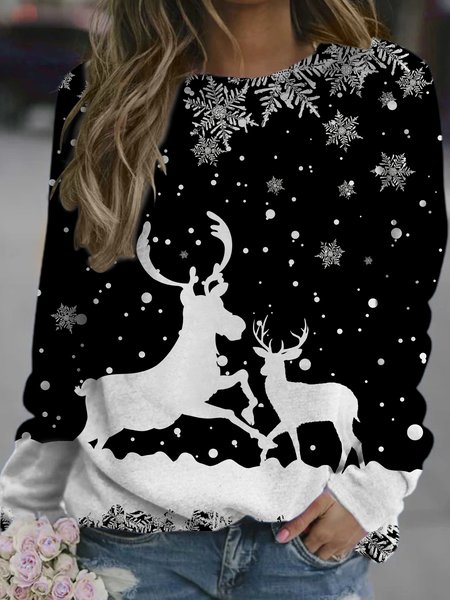 

Christmas Fawn Crew Neck Sweatshirt, Black, Hoodies&Sweatshirts