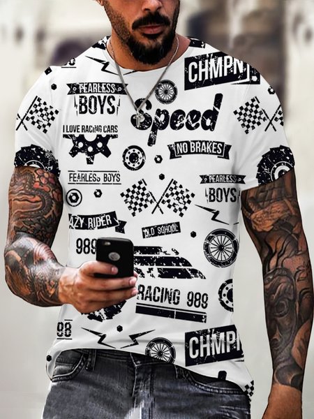 

Crew Neck Casual Short Sleeve T-shirt, Color1, Men's t-shirts