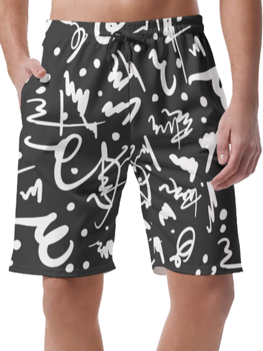 

Vacation Pants, Black-white, Men's shorts