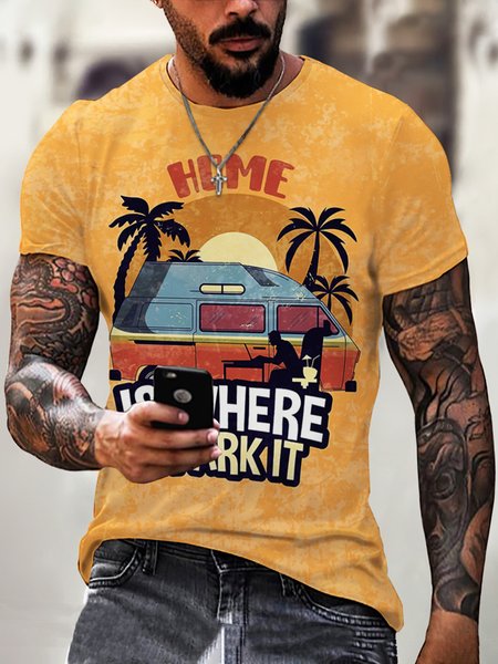 

Cotton Blends Short Sleeve Casual T-shirt, Color1, Men's t-shirts