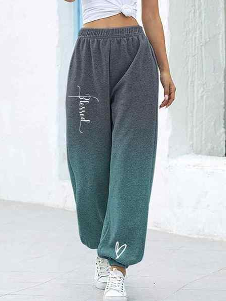 

Letter Casual Cotton Blends Pants, Multicolor, Pants