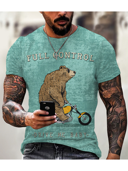 

Crew Neck Short Sleeve Vacation T-shirt, As picture, Men's t-shirts