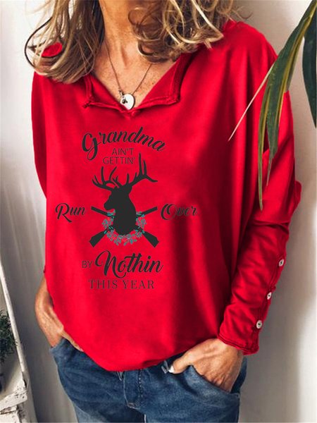 

Grandma Aint Gettin Run Over By Nothin This Year Hallmark Movies Xmas Sweatshirt, Red, Hoodies&Sweatshirts