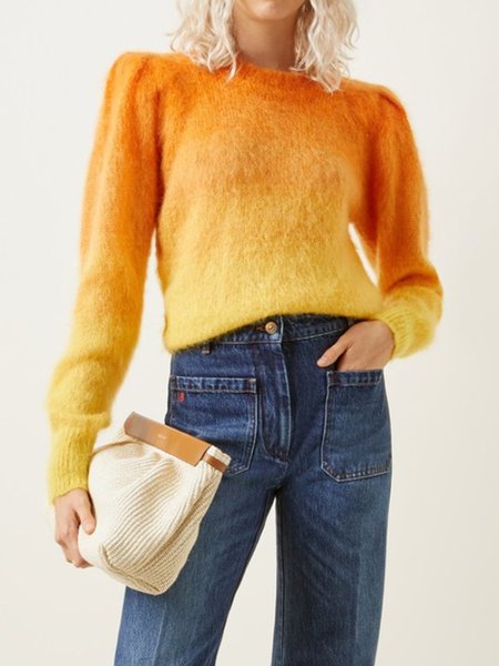 

Daily Long Sleeve Ombre Crew Neck Sweater, Orange, Pullovers
