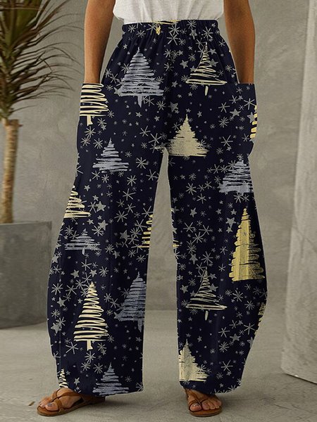 

Loosen Christmas Snowman Pants, Dark blue, Pants