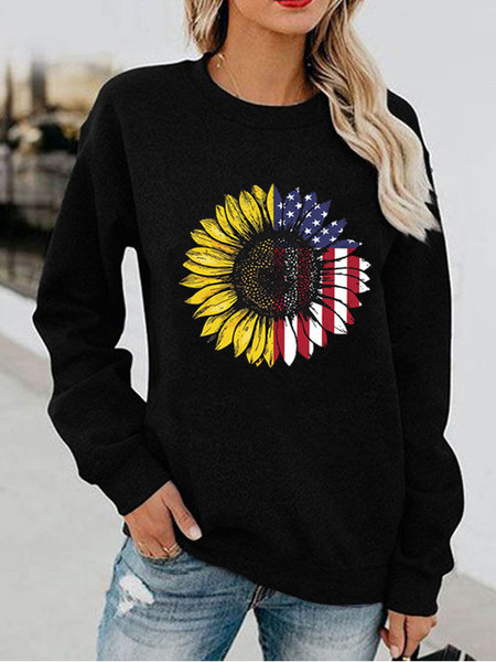 

Casual Printed Sweatshirt, Black, T-Shirts