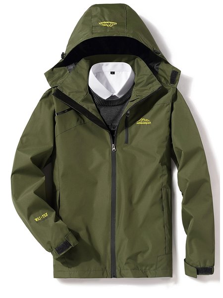 

Men's Hooded Casual Long Sleeve Jackets, Green, Jacket