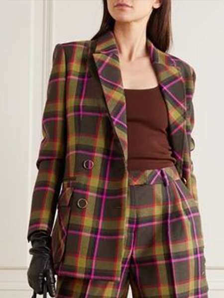

Simple Elegant Regular Fit Flat Collar Outerwear, As picture, Blazers