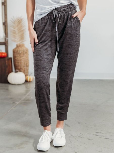 

Plain Regular Fit Pants, Black-grey, Pants