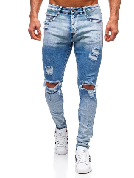 

Plain Cotton Blends Pants, Light blue, Jeans