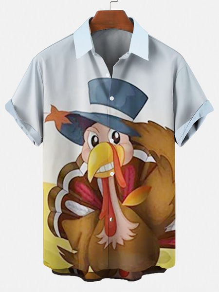 

Street Shirt Collar Festival Shirts & Tops, As picture, Men's Floral shirt