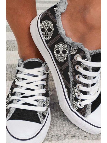 

Personalized Skull Canvas Shoes, As picture, Athletic & Casual Shoes