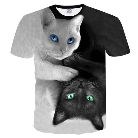 

Cotton Crew Neck Short Sleeve Shirts & Tops, Black-white, T-shirt