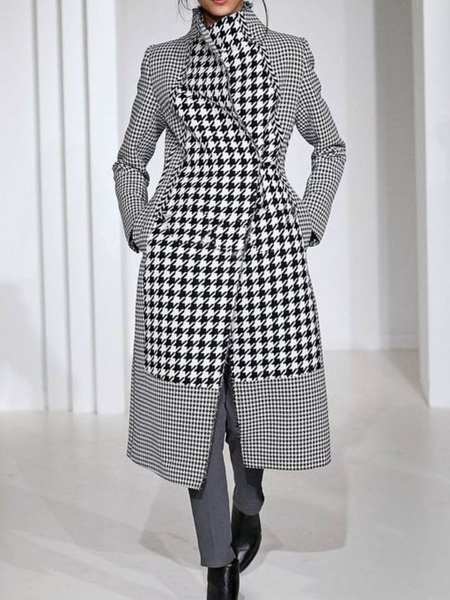 

Winter Geometric Stand Collar Loosen Work Formal Daily Outerwear, As picture, Coats