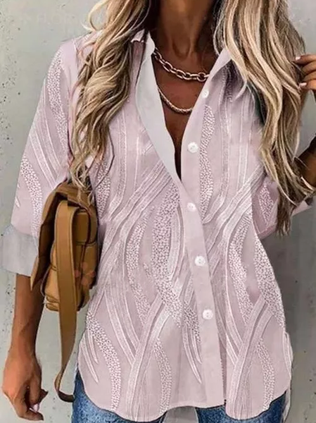 

Regular Fit Geometric Casual Blouse, Pink, Shirts & Blouses