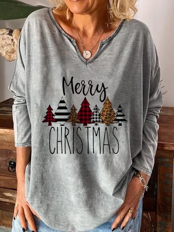 

Christmas Fun Printed V Neck Shirts & Tops, Gray, Hoodies&Sweatshirts