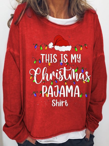 

This Is My Christmas Pajama Shirt Xmas Lights Casual Sweatshirt, Red, Hoodies&Sweatshirts