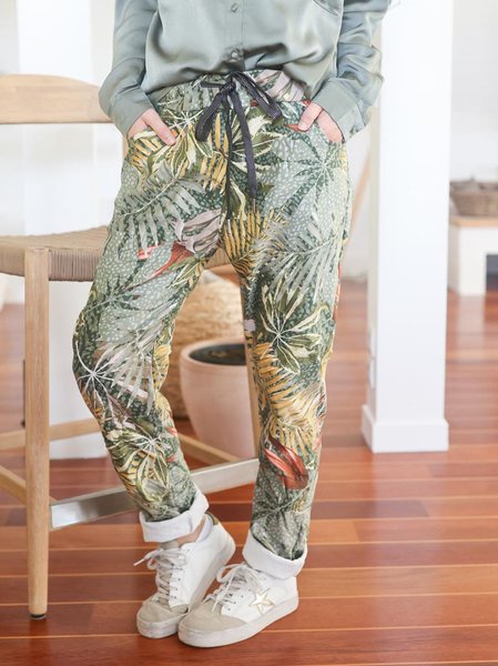 

Loosen Cotton Blends Pants, Multicolor, Pants