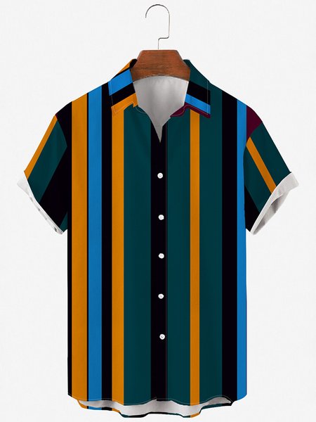 

Short Sleeve Striped Shirts & Tops, Multicolor, Men's Floral shirt