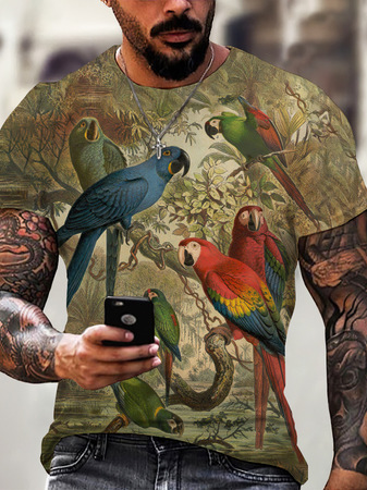

Short Sleeve Crew Neck Casual Shirts & Tops, As picture, T-shirt