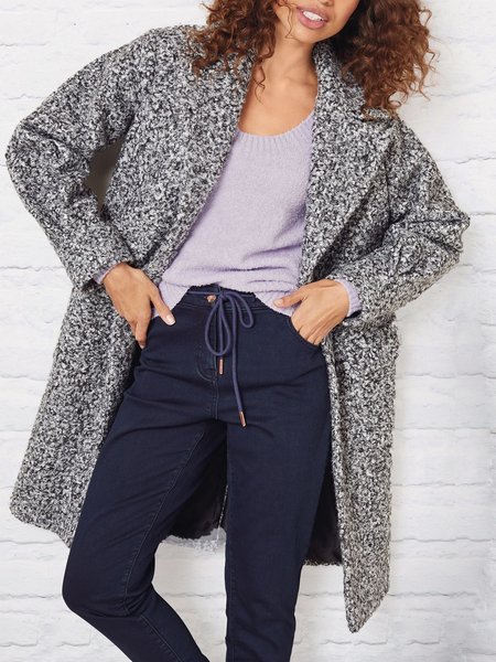 

Loosen Casual Closure Collar Outerwear, Gray, Coats