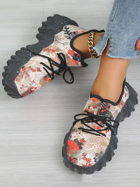 

Retro Ethnic Print Chunck Trainers, As picture, Athletic & Casual Shoes